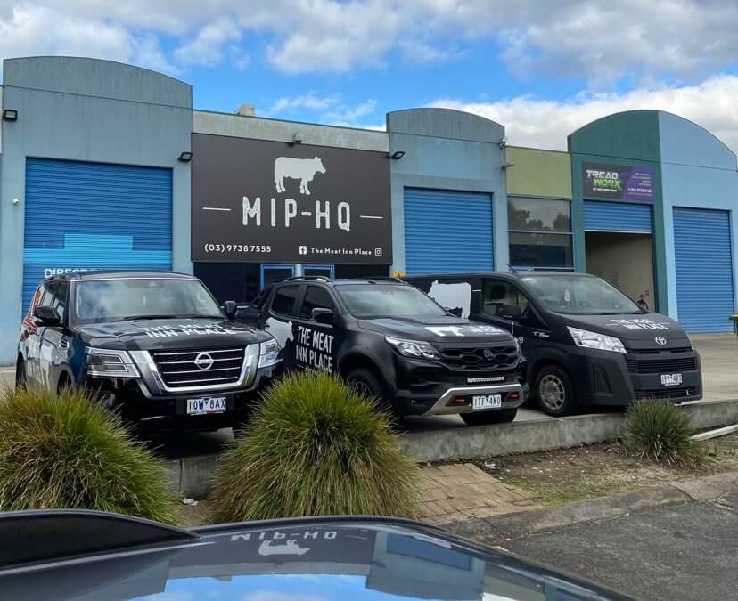 front of store, tmip hq vehicles, the meat-inn place vehicles