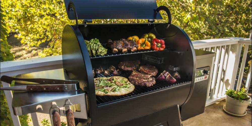 pellet smoker - with meat and