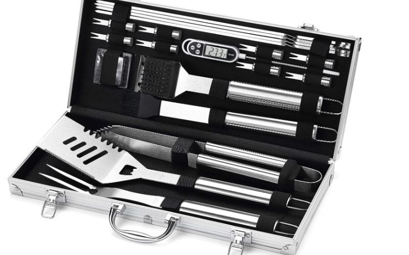 Stainless Steel Bbq Tool Set,barbecue Grill Tool Set,grilling Utensils  Accessories With Storage Apron,for Barbecue Indoor Outdoor