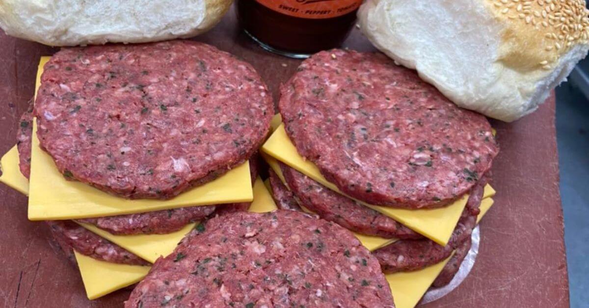 burger, beef burger, Angus beef burger, uncooked beef burger with cheese